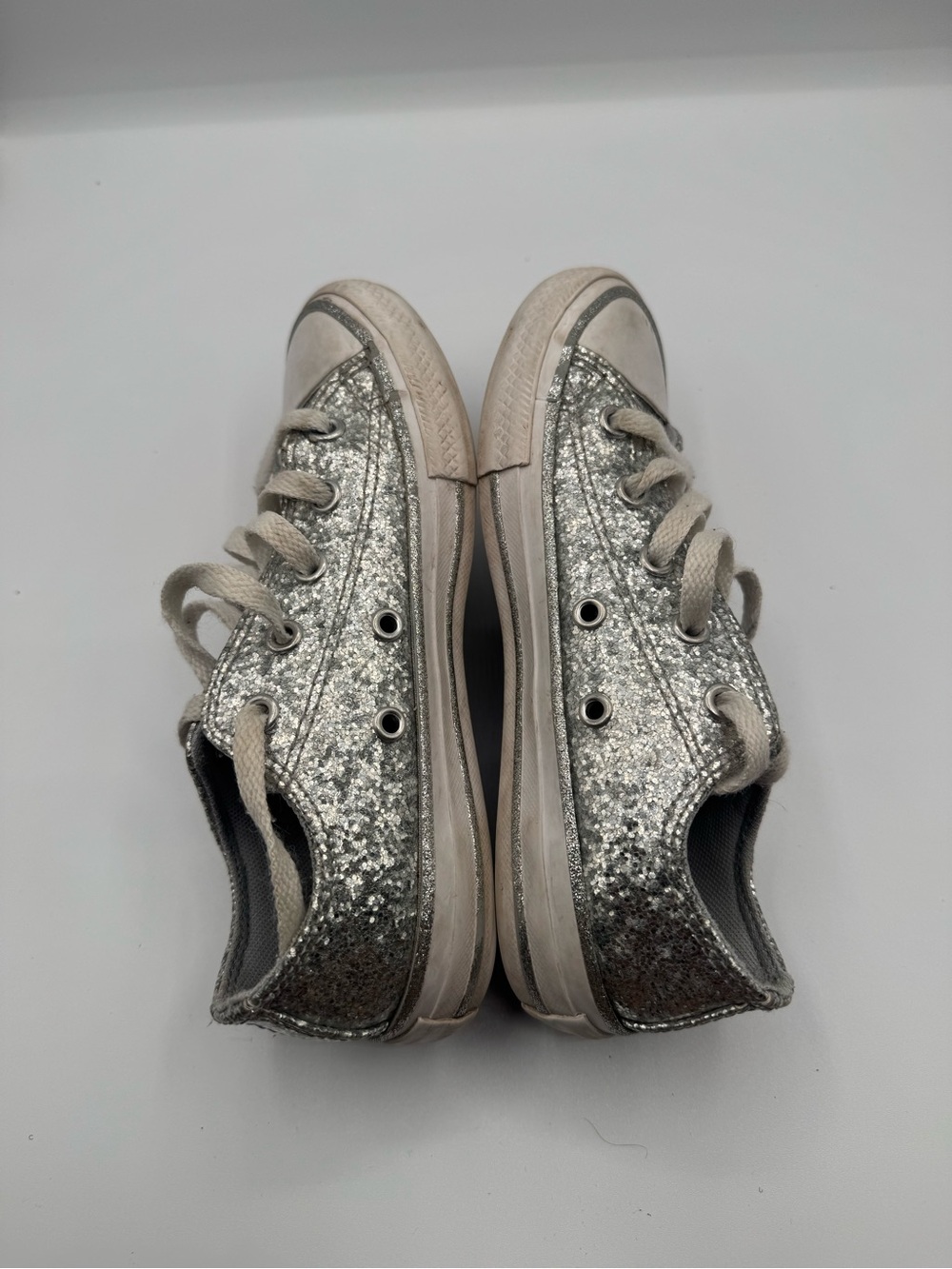 Kids Converse Silver Glitter Low-Top Sneakers